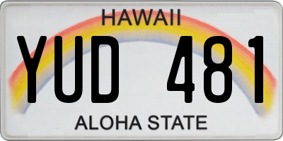 HI license plate YUD481