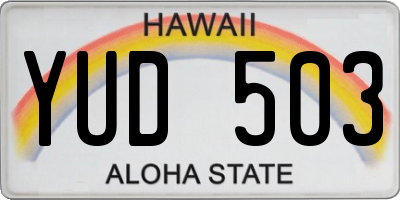 HI license plate YUD503