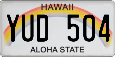 HI license plate YUD504