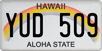 HI license plate YUD509