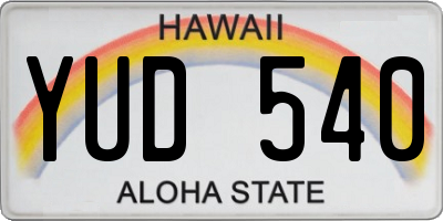 HI license plate YUD540