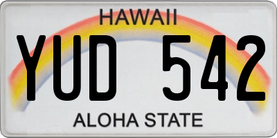 HI license plate YUD542
