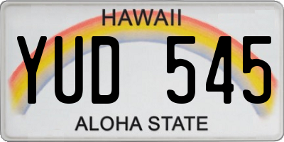 HI license plate YUD545