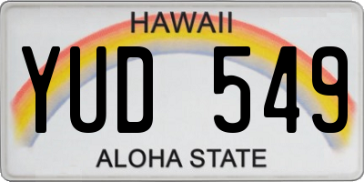 HI license plate YUD549