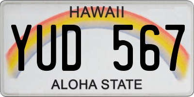HI license plate YUD567