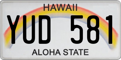 HI license plate YUD581