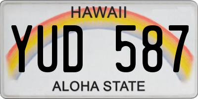 HI license plate YUD587
