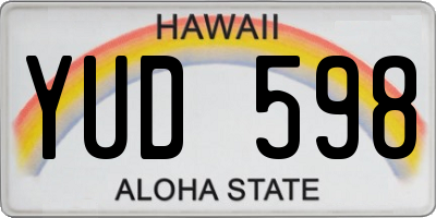 HI license plate YUD598