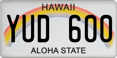 HI license plate YUD600