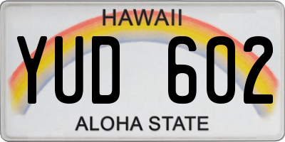 HI license plate YUD602