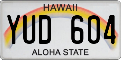HI license plate YUD604