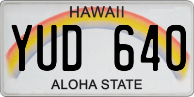 HI license plate YUD640