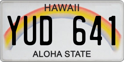HI license plate YUD641