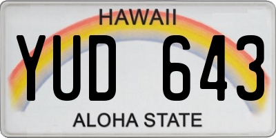 HI license plate YUD643
