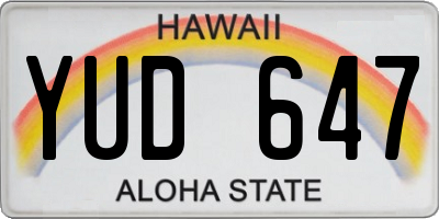 HI license plate YUD647
