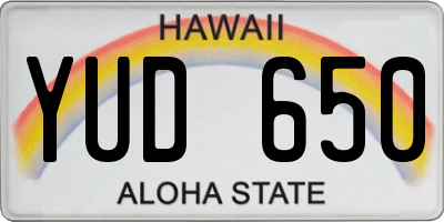 HI license plate YUD650