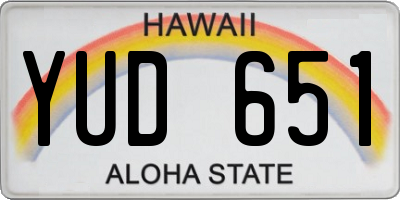 HI license plate YUD651