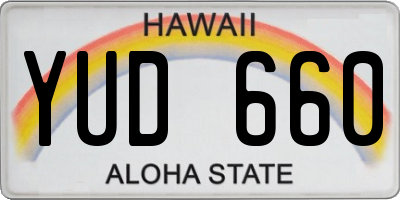 HI license plate YUD660