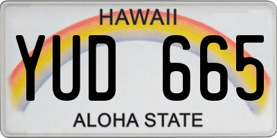 HI license plate YUD665