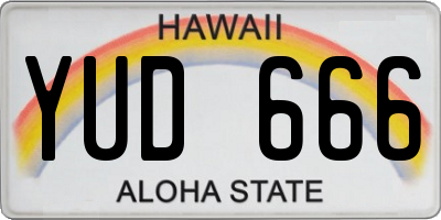 HI license plate YUD666
