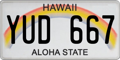 HI license plate YUD667