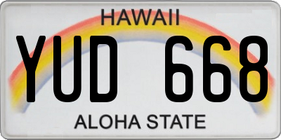 HI license plate YUD668
