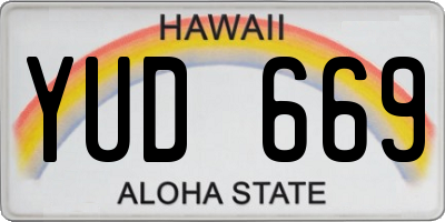 HI license plate YUD669