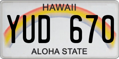 HI license plate YUD670