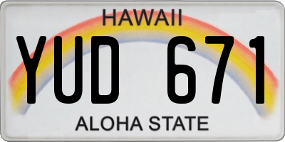 HI license plate YUD671
