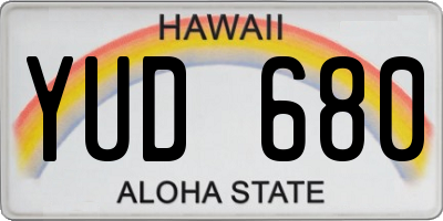 HI license plate YUD680