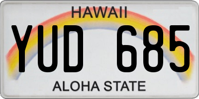 HI license plate YUD685