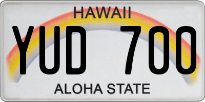 HI license plate YUD700