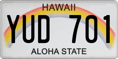 HI license plate YUD701