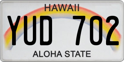 HI license plate YUD702