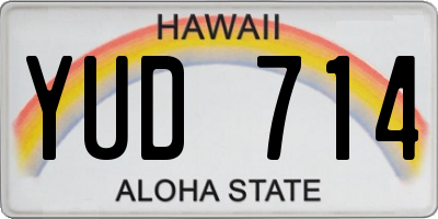 HI license plate YUD714