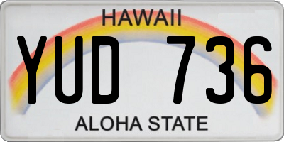 HI license plate YUD736