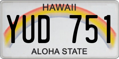 HI license plate YUD751