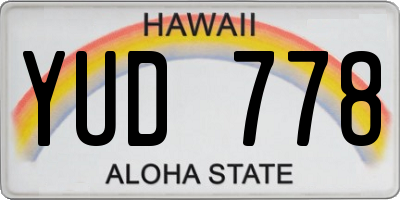 HI license plate YUD778