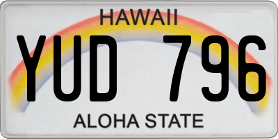 HI license plate YUD796
