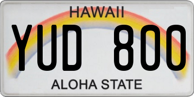 HI license plate YUD800