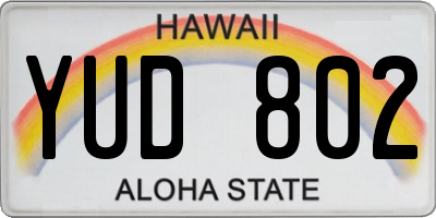 HI license plate YUD802