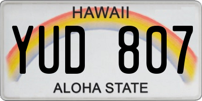 HI license plate YUD807