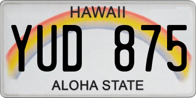 HI license plate YUD875