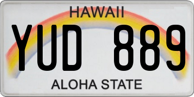 HI license plate YUD889