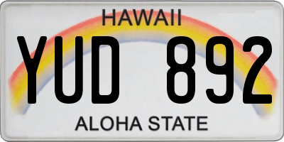 HI license plate YUD892