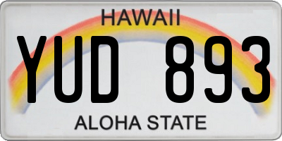 HI license plate YUD893