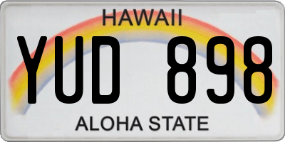 HI license plate YUD898