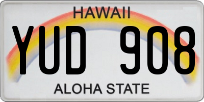 HI license plate YUD908