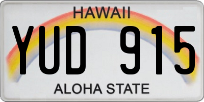 HI license plate YUD915