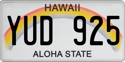 HI license plate YUD925